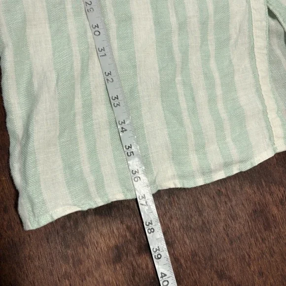 New Linen Pastel Striped Shirt Dress XL Coastal Beachy Old Money Preppy Minimal - Picture 11 of 12